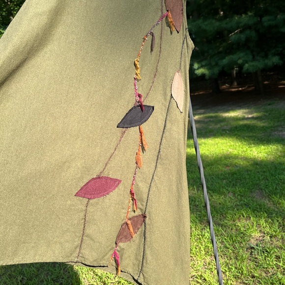 Y2K Raw Silk Fairy Core Dress Green - Picture 9 of 11